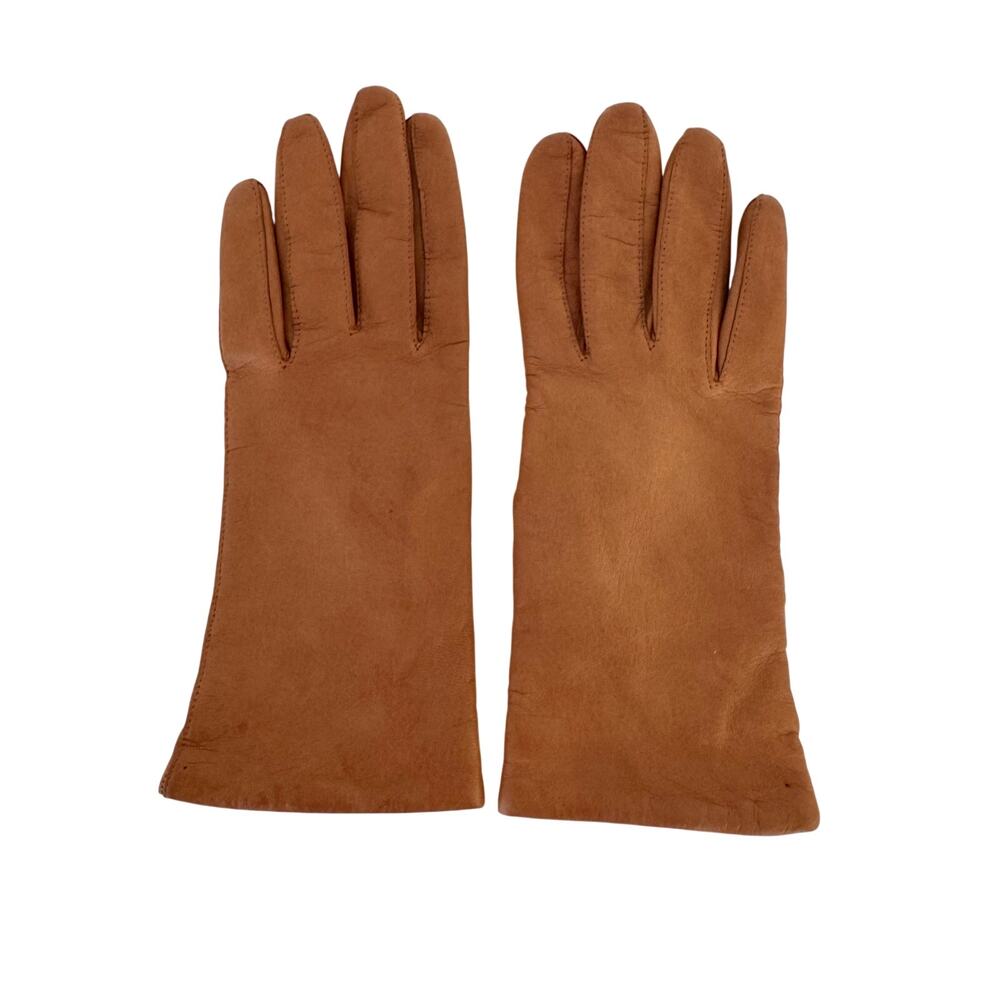 Astor One Soft Leather Gloves Cognac Brown Size 6.5